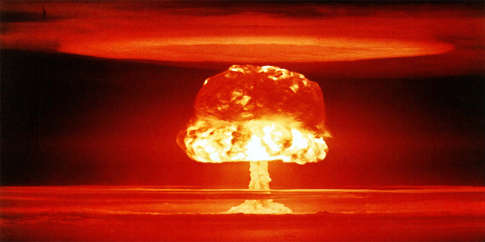 mushroom cloud with red tint